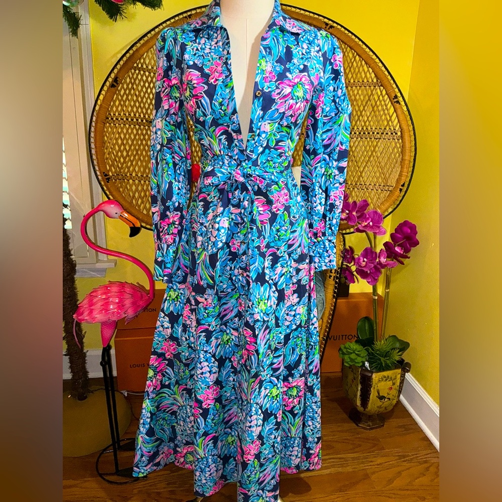 Lilly Pulitzer NWT Mira Stretch Shirtdress Pineapple Paradise $228 Size 00 - Picture 5 of 16